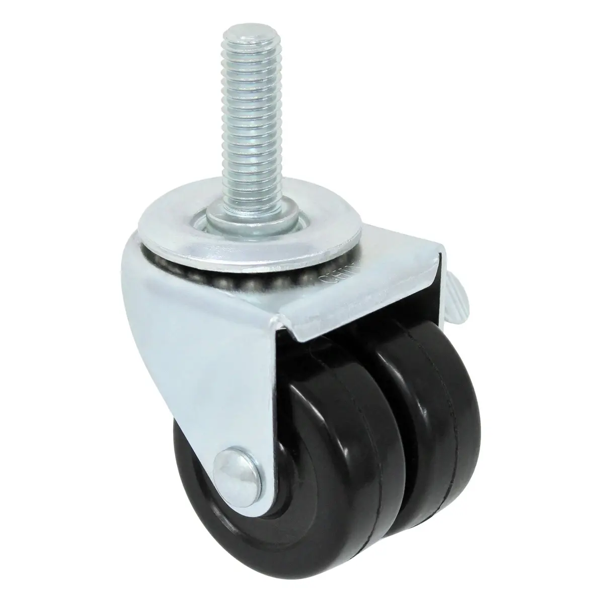 2" Double Wheel Hard Rubber Threaded Swivel Stem Caster - 200 Lbs. Capacity 1