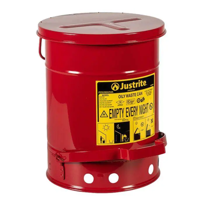 Oily Waste Can, 6 Gallon (20L), Foot-Operated Self-Closing Cover 1