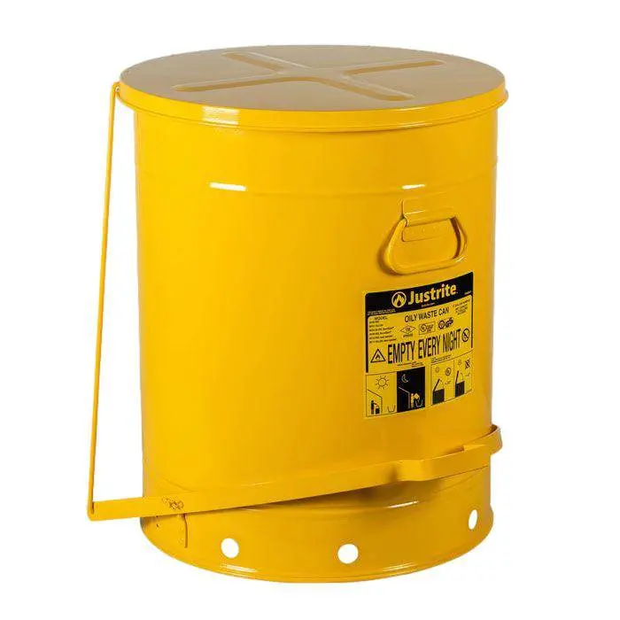 Oily Waste Can, 21 Gallon (80L), Foot-Operated Self-Closing Cover (Yellow) 1