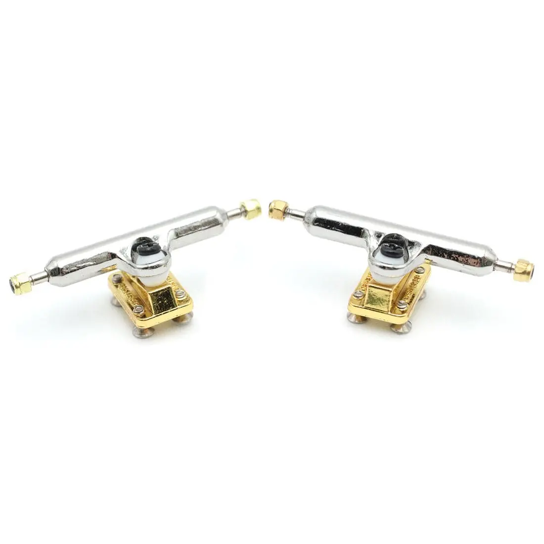 33Mm Professional Blistered Fingerboard Trucks - Gold And Silver Chrome 1