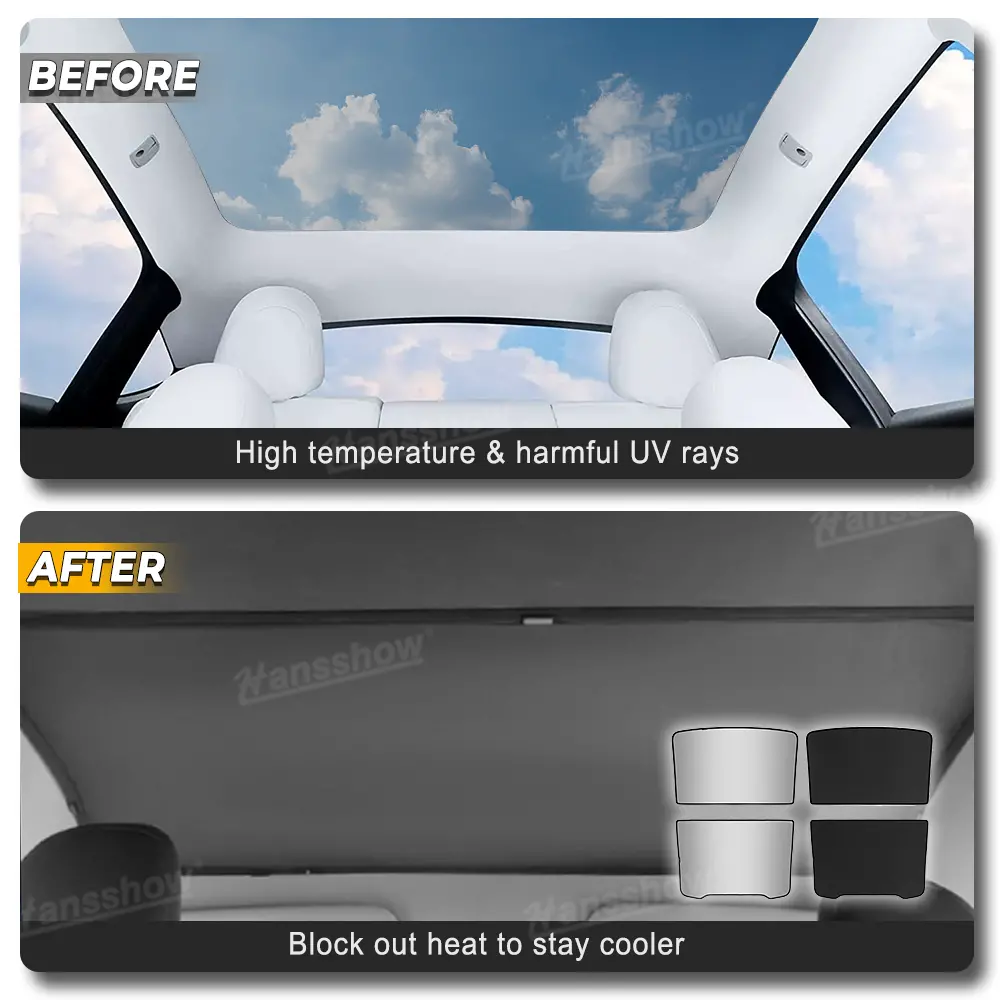 Model Y Juniper Glass Roof Sunshade Foldable Ice Crystal Coating Heat... 2