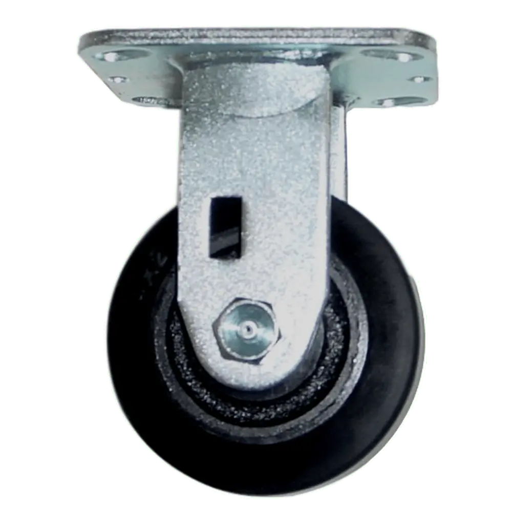 4" X 2" Mold-On Rubber Cast Wheel Rigid Caster - 400 Lbs. Capacity 1
