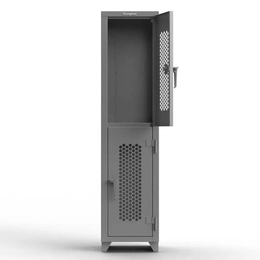 Extra Heavy Duty 14 Ga Double-Tier Ventilated Locker, 2 Compartments - 18 In. W X 18 In. D X 75 In. H 1