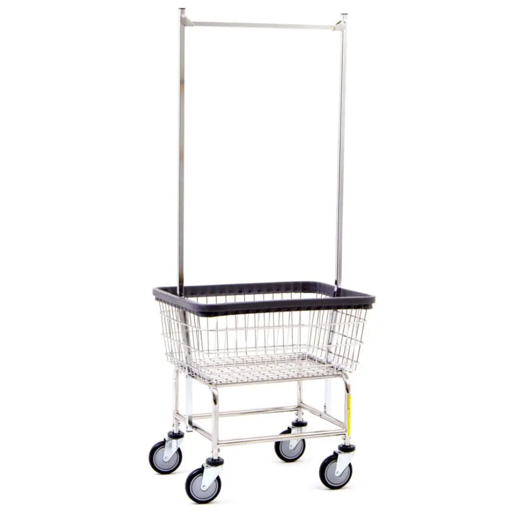 Narrow Laundry Cart With Double Pole Rack 1