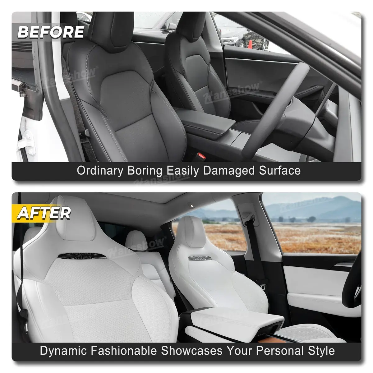 Model Y/3 Seat Replacement Car Seat Nappa Leather Oem Foam Full Set Inspired... 2