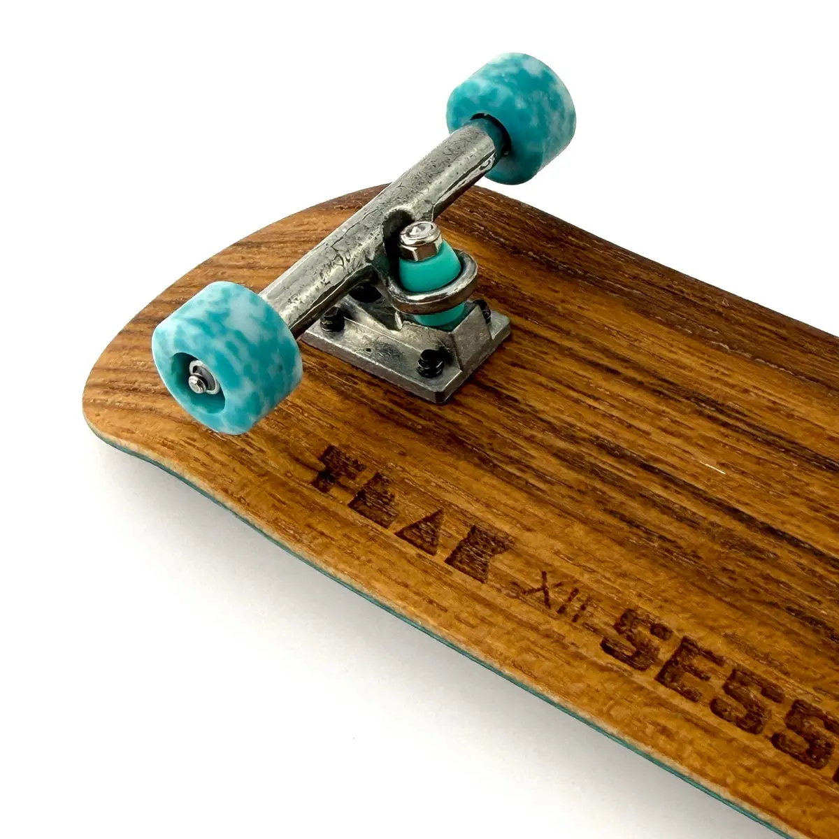 *Limited Run* 1 Of 12 - Teak 12Th Year Anniversary Complete - Session Engraved Wooden Deck + Apex Wheels 2