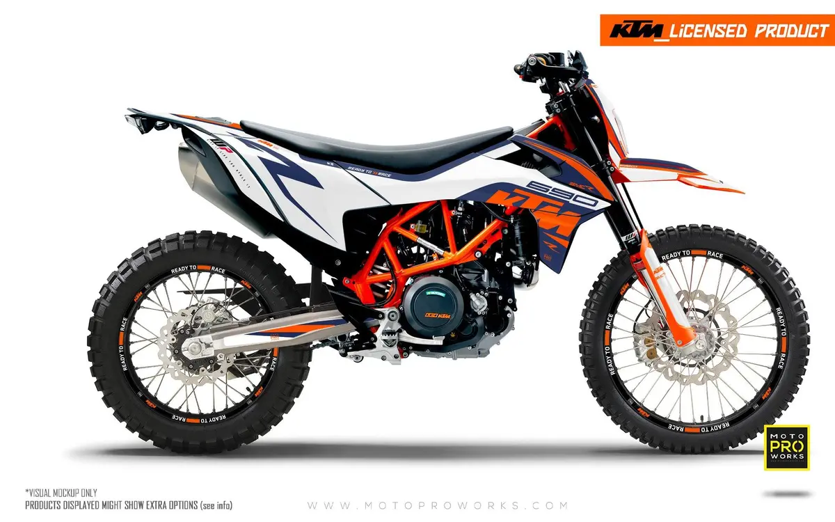 Ktm 690 Smc-R Graphics - "Torque" (White/Blue) 2