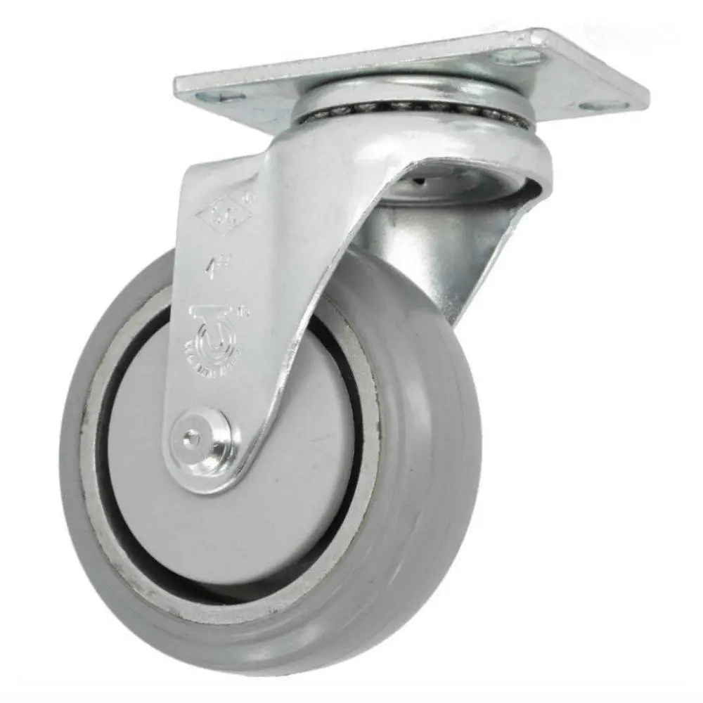 4" X 1-1/4" Mold-On Rubber Aluminum Wheel Swivel Caster - 250 Lbs. Capacity 1