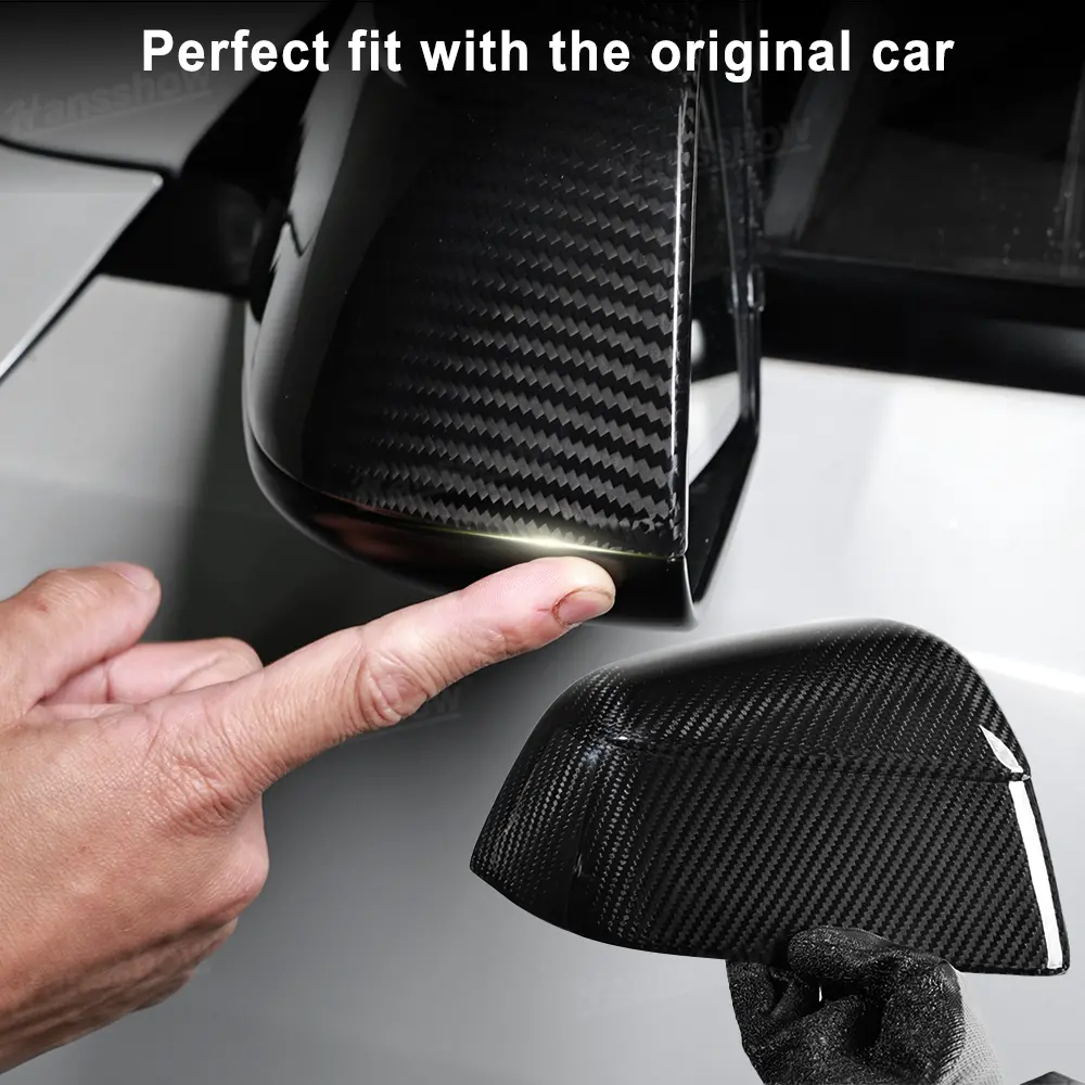Model Y Juniper Side Mirror Real Carbon Fiber Overlay Covers With... 2