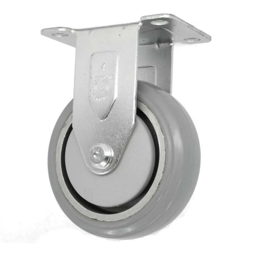 4" X 1-1/4" Mold-On Rubber Aluminum Wheel Rigid Caster - 250 Lbs. Capacity 1