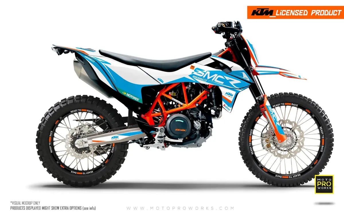 Ktm 690 Enduro Graphics - "Racer" (White/Light Blue) 1