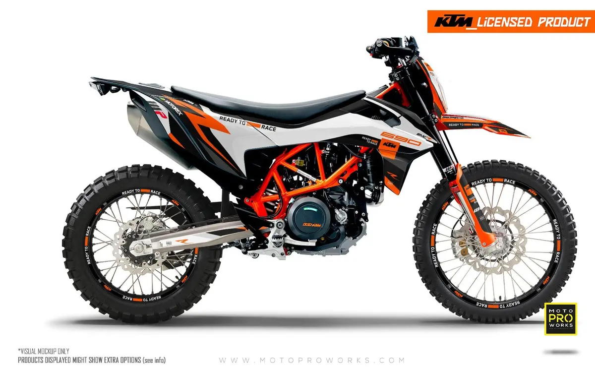 Ktm 690 Enduro R Graphics - "Torque Reloaded" (White/Black/Orange) 1
