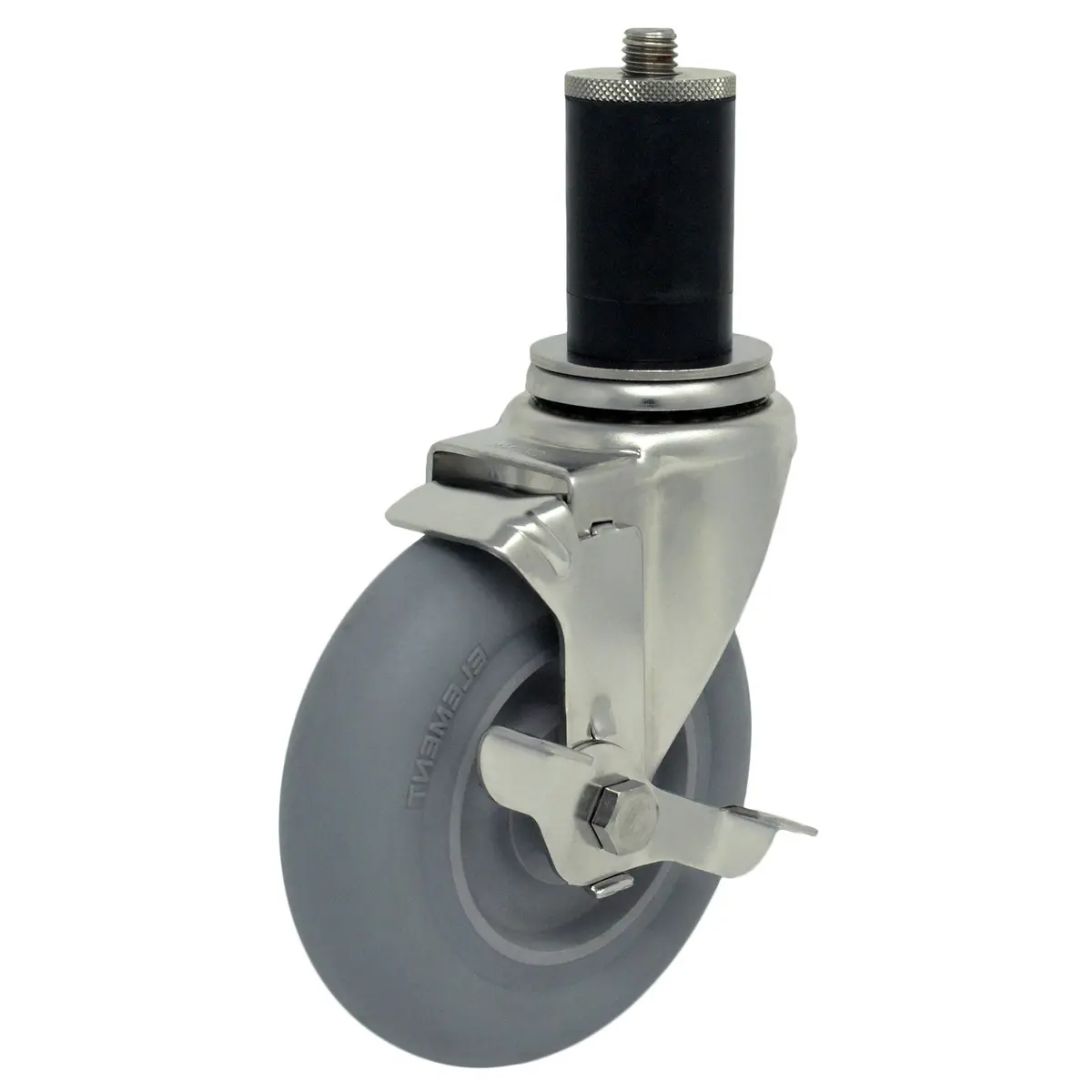 5" X 1-1/4" Element Wheel Threaded Swivel Stem Caster, Exp. Adapter & Top Lock Brake - 250# Cap 1