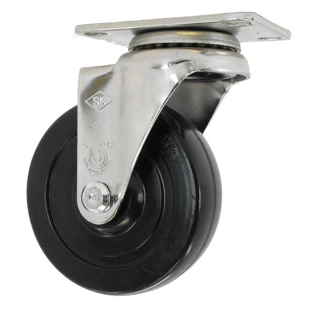 4" X 1-1/4" Soft Rubber Wheel Swivel Caster Stainless Steel - 245 Lbs. Capacity 1