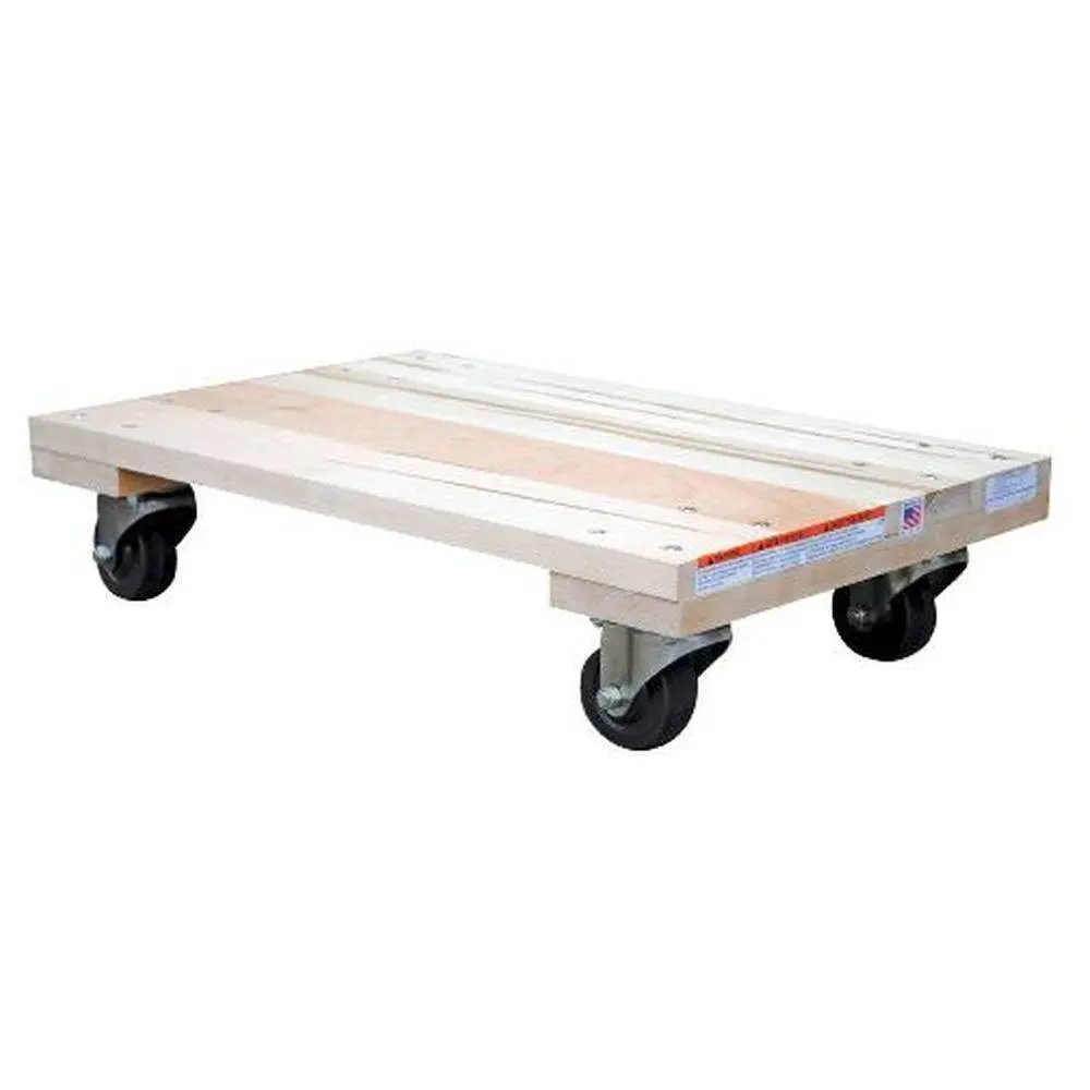 Solid Deck Hardwood Dolly W/ Hard Rubber Caster 1