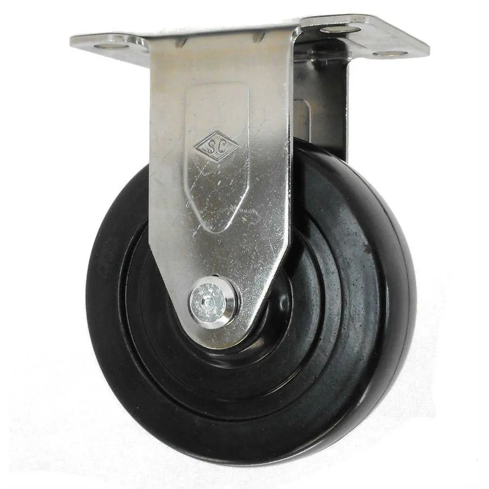 4" X 1-1/4" Soft Rubber Wheel Rigid Caster Stainless Steel - 245 Lbs. Capacity 1