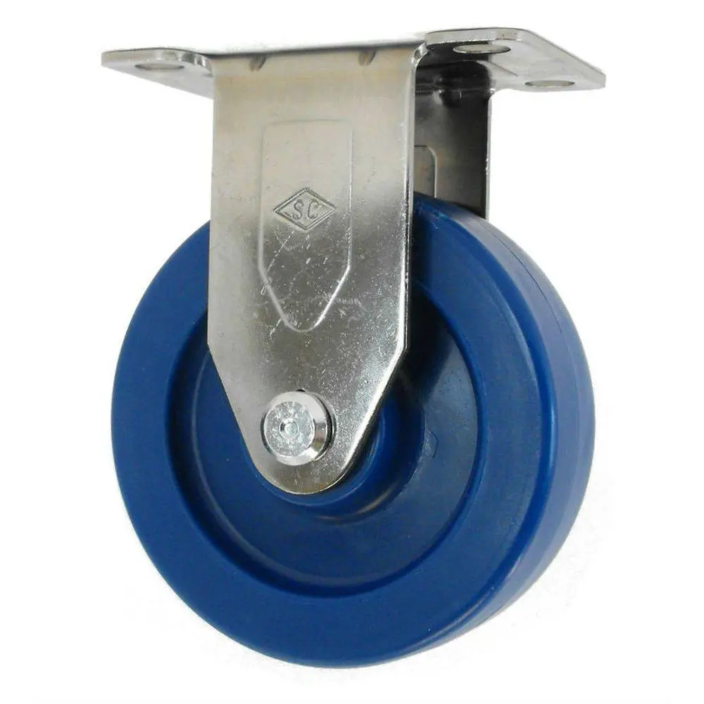 4" X 1-1/4" Duralastomer Wheel Rigid Caster Stainless Steel - 350 Lbs. Capacity 1