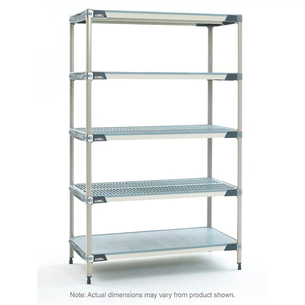 Metromax I 5-Shelf Plastic Industrial Shelving Starter Unit With Solid Bottom Shelf 1