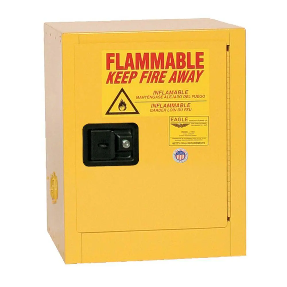 Flammable Liquid Safety Storage Cabinet 4 Gal. Ylw, 1-Dr, Manual Close 1
