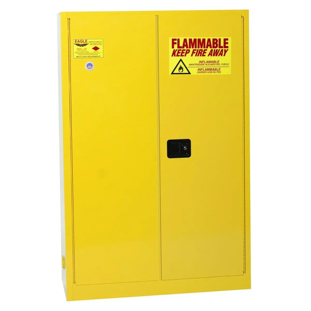 Flammable Liquid Safety Storage Cab., 45 Gal. Ylw, 2-Dr, Manual Close 1