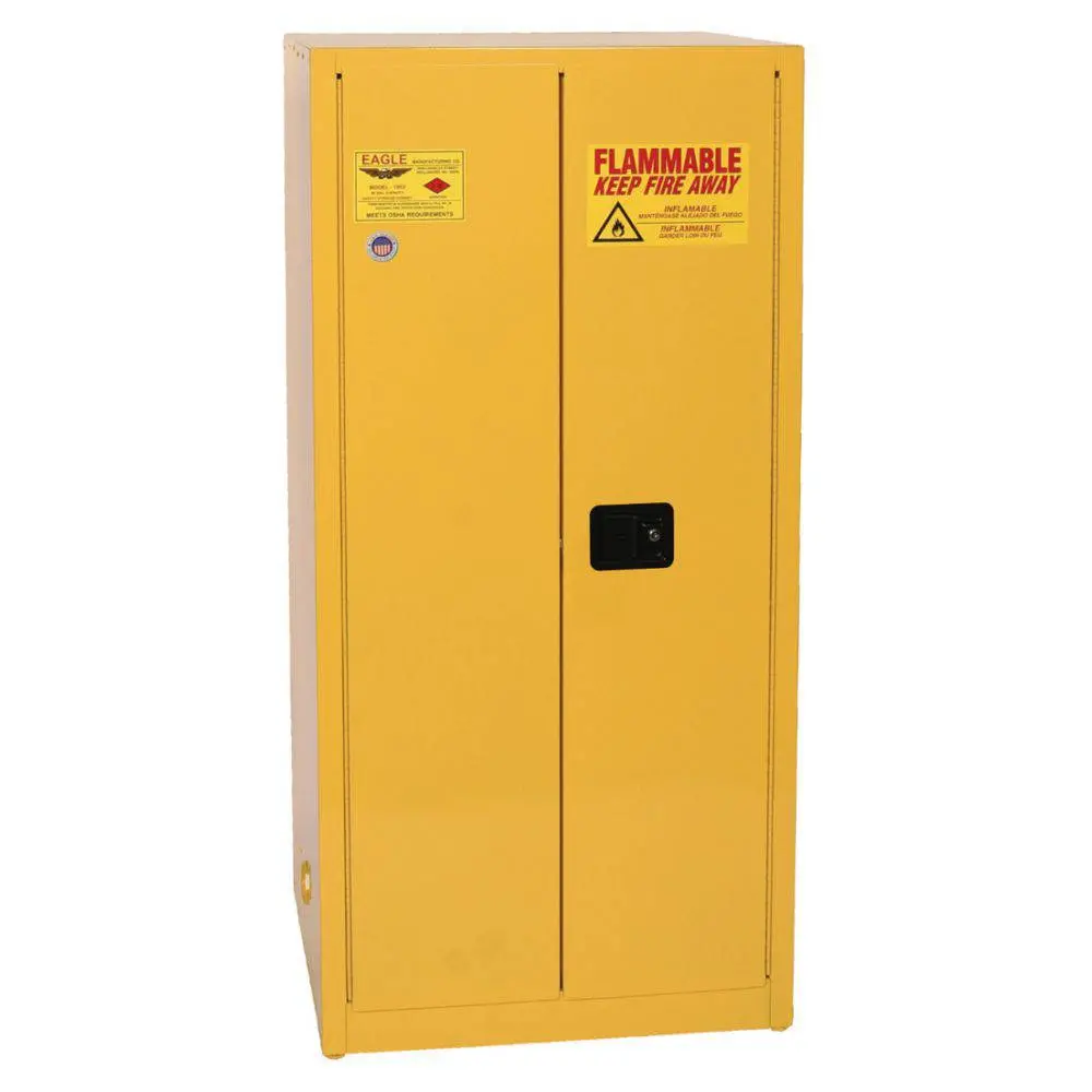 Flammable Liquid Safety Storage Cabinet, 60 Gal. Ylw, 2-Dr, Self Close 1