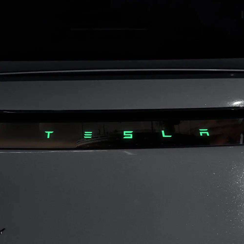 Model Y Juniper Fluorescent Vinyl Decal T-E-S-L-A Lettering Tailgate Overlay 1