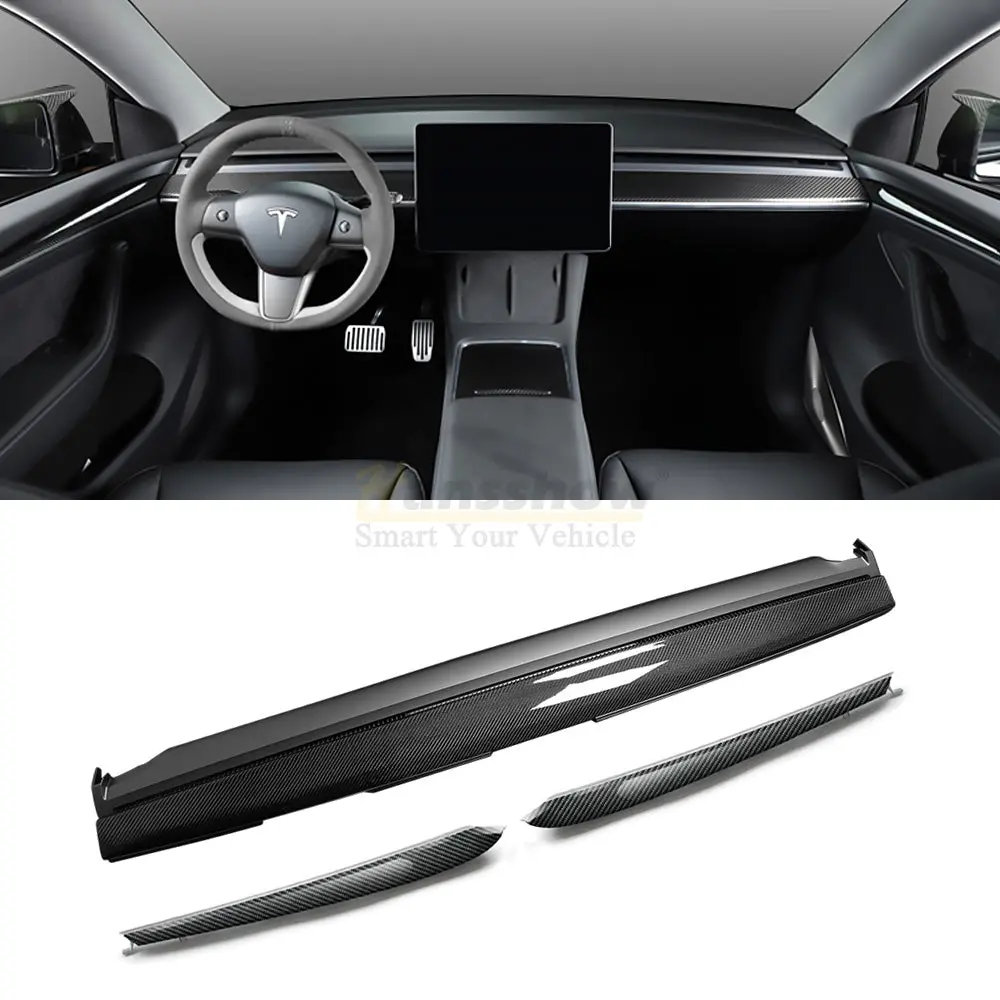 Model Y/3 Real Carbon Fiber Dashboard & Front Door Trim Panel Replacement Kit 1