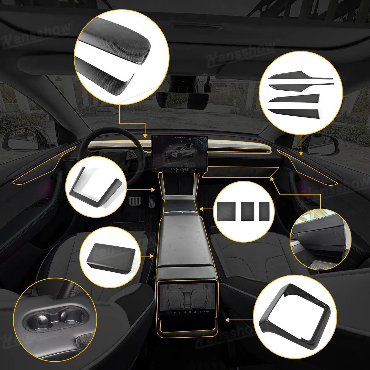 Model Y Juniper Real Carbon Fiber Cover Interior Set Protective Overlay... 1