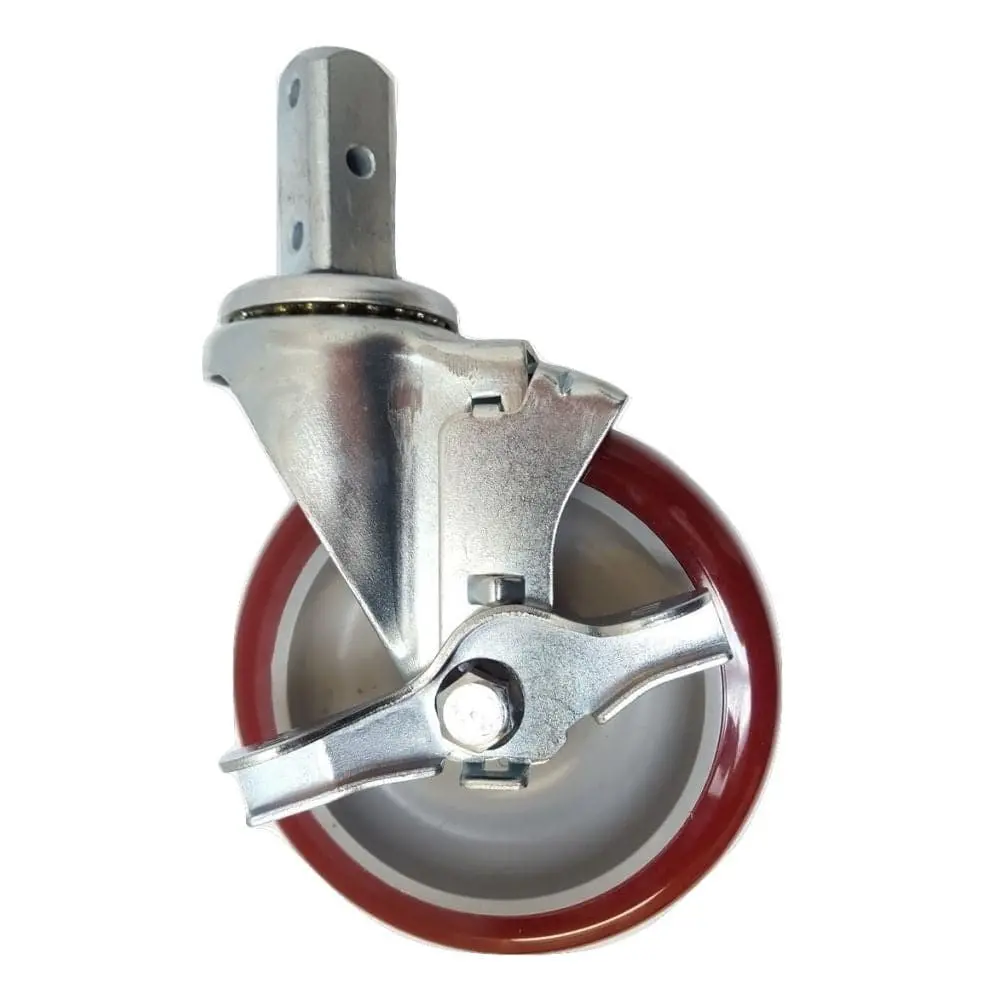 5" X 1-1/4" Polymadic Wheel Square Swivel Stem Caster W/ Brake - 350 Lbs. Cap. 1