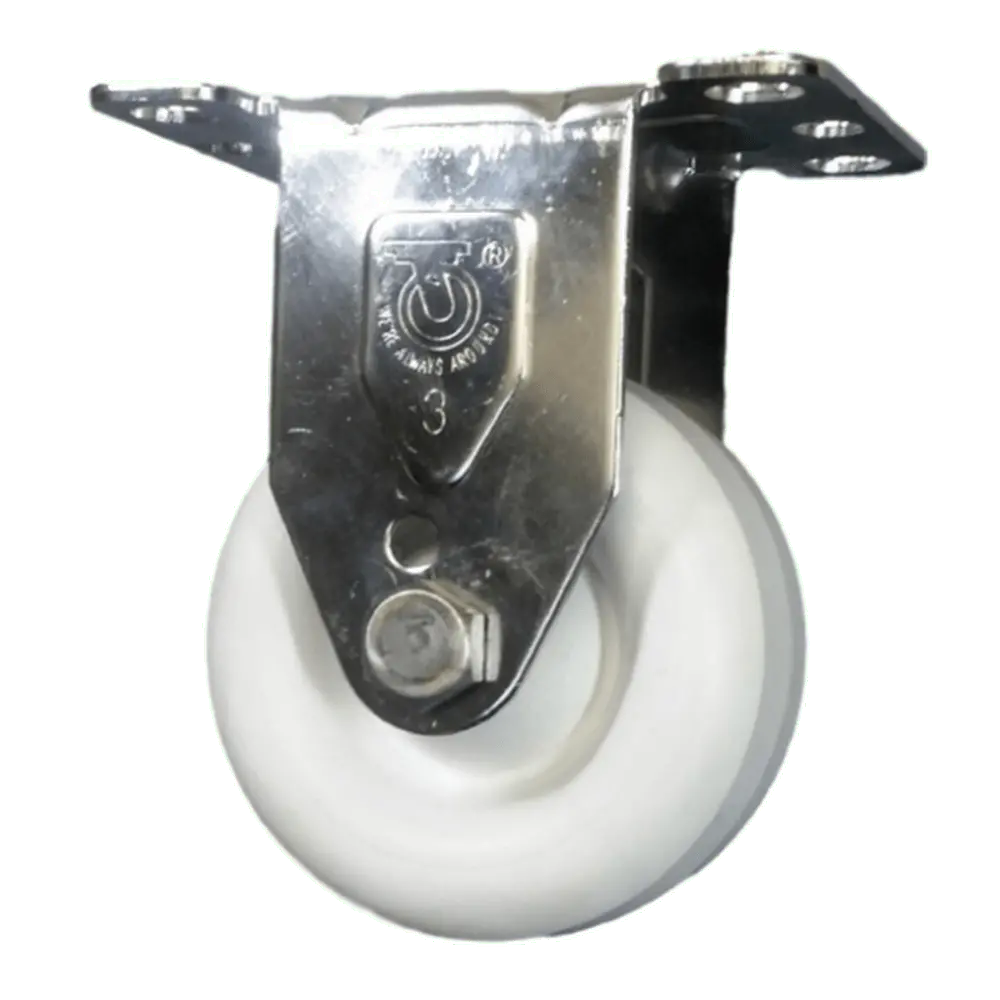 3" X 1-1/4" Polyolefin Wheel Rigid Caster Stainless Steel - 300 Lbs. Capacity 1