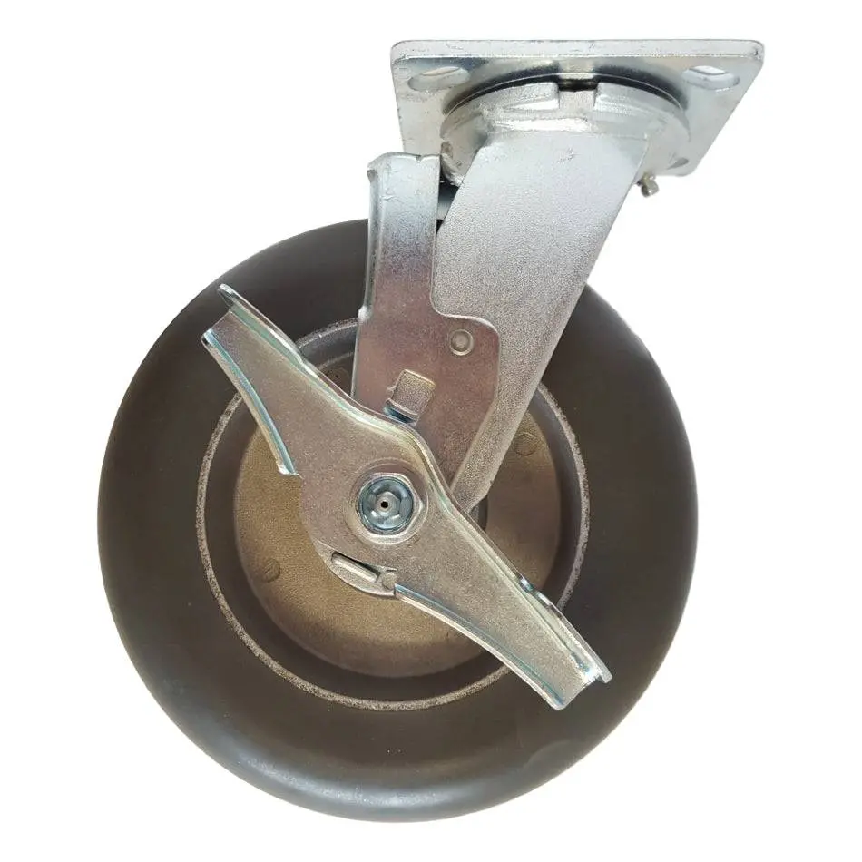 8" X 2" Dura Cushion Wheel Swivel Caster W/ Brake - 450 Lbs. Capacity 1