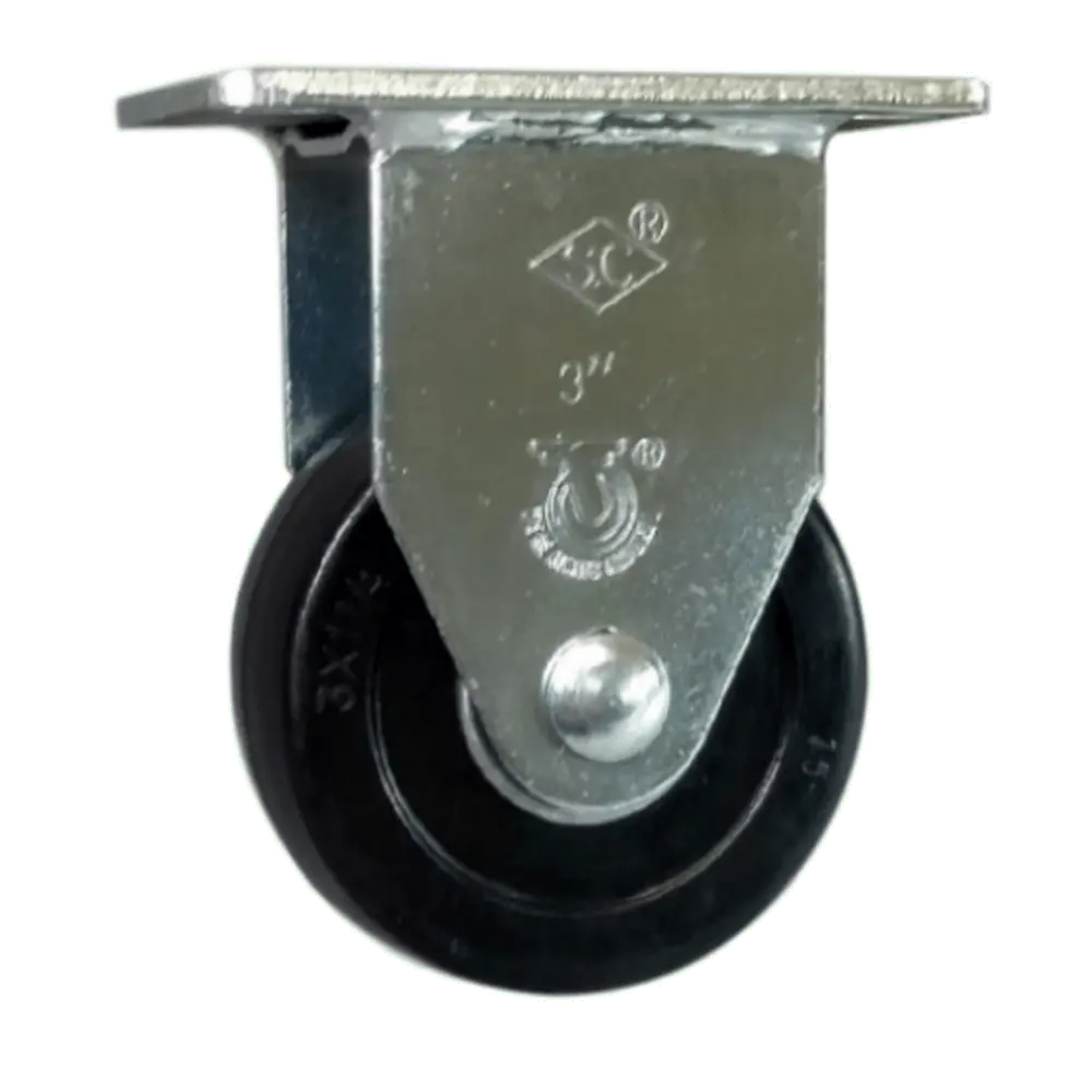 3" X 1-1/4" Soft Rubber Wheel Rigid Caster - 300 Lbs. Capacity 1