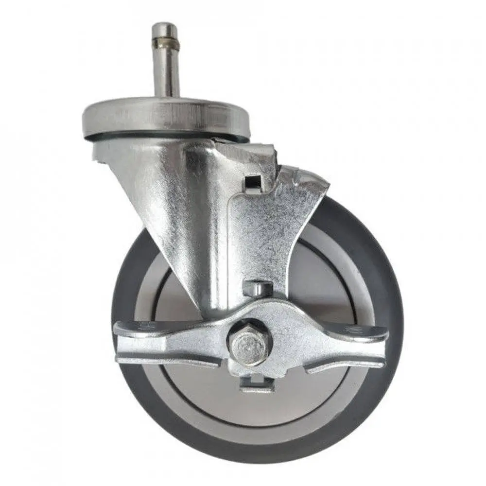 5" X 1-1/4" Thermo-Pro Swivel Grip Ring Stem Caster (7/16"), Top Lock Brake, 300 Lb. Cap 1