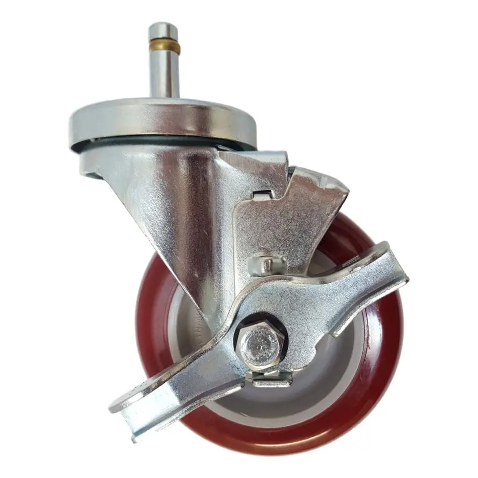 4" X 1-1/4" Polymadic Swivel Grip Ring Stem Caster, Top Lock Brake, 350 Lb. Cap 1