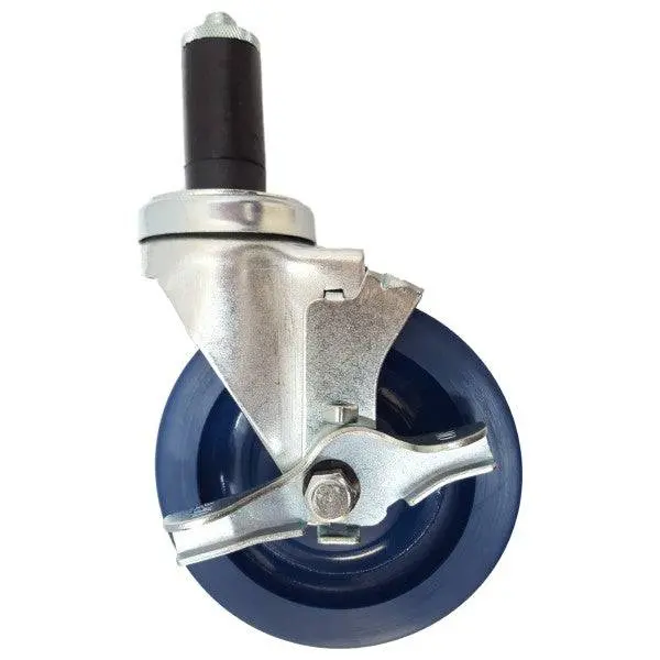 5" X 1-1/4" Duralastomer Thread Stem Caster, Expandable Adapter, Brake,350 Lbs. Cap 1