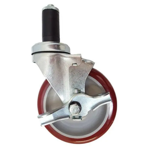 5" X 1-1/4" Polymadic Thread Stem Caster, Expandable Adapter, Brake 340# Cap 1