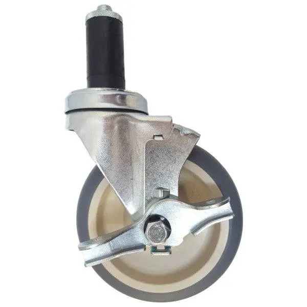 5" X 1-1/4" Thermo-Pro Thread Stem Caster, Expandable Adapter, Brake, 300# Cap 1