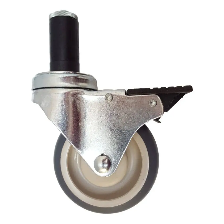 4" X 1-1/4" Thermo-Pro Thread Stem Caster,Exp Adapter/Plate,Total Lock Brake,250 Lbs Capacity 1