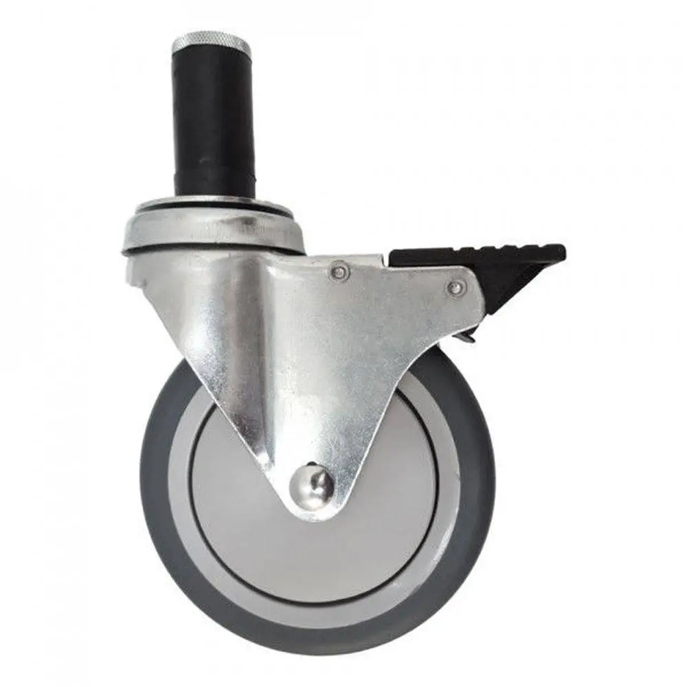 5" X 1-1/4" Thermo-Pro Thread Stem Caster,Exp Adapter,Total Lock Brake,300# Cap 1