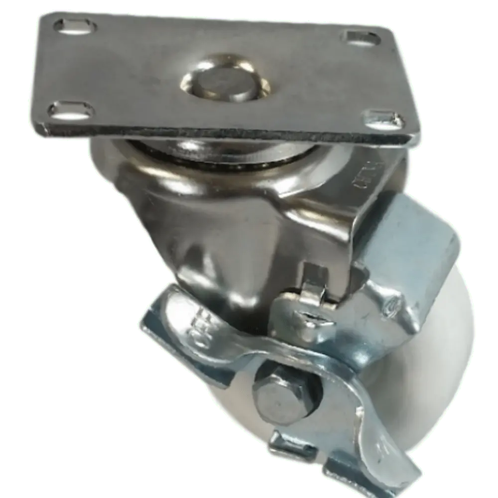 3" X 1-1/4" Polyolefin Wheel Swivel Caster S.S., Top Lock Brake, 300# Cap 1