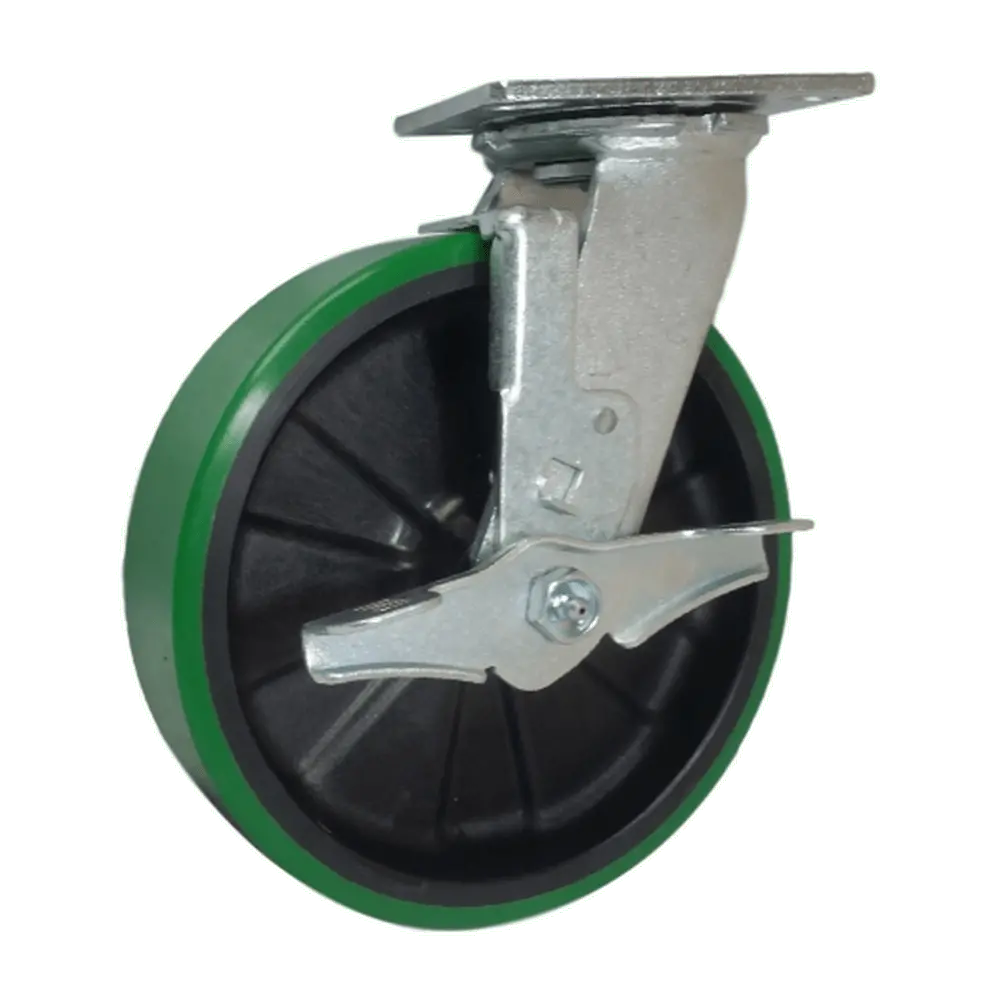 8" X 2" Polyon Maxrok Swivel Caster W/ Top Lock Brake - 1250 Lbs. Cap. 1