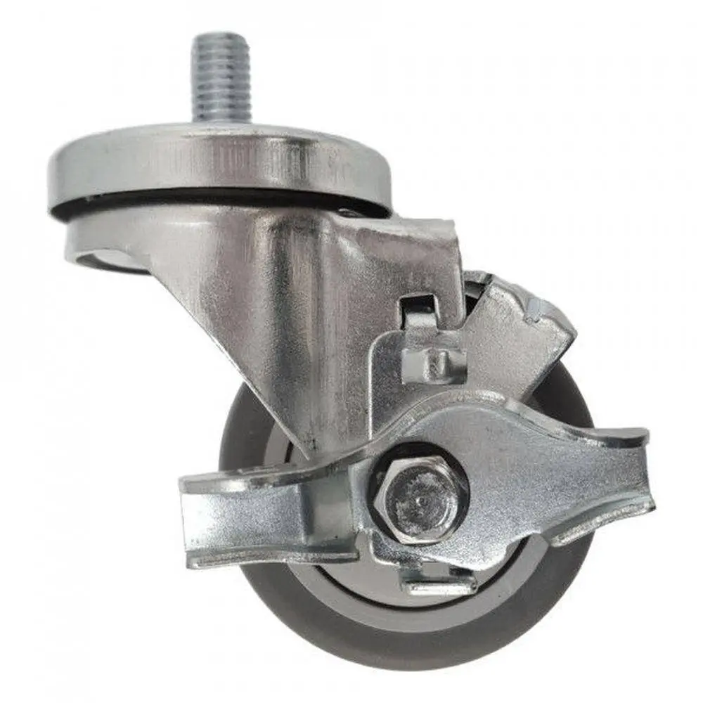 3" X 1-1/4" Thermo-Pro Threaded Swivel Stem Caster, Brake (1/2") 210 Lbs. Cap 1