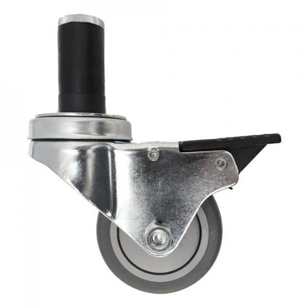 3" X 1-1/4" Thermo-Pro Thread Stem Caster,Exp Adapter,Total Lock Brake 210 Lbs. Capacity 1