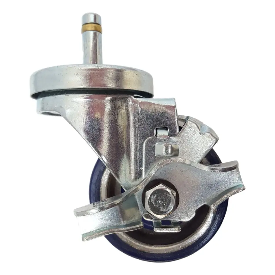 3" X 1-1/4" Polyon Aluminum Swivel Grip Ring Stem Caster, Brake, 350 Lbs. Cap. 1