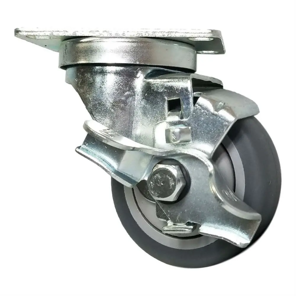 3" X 1-1/4" Thermo-Pro Swivel Caster, Top Lock Brake, Swivel Dust Cap 210 Lbs Capacity 1