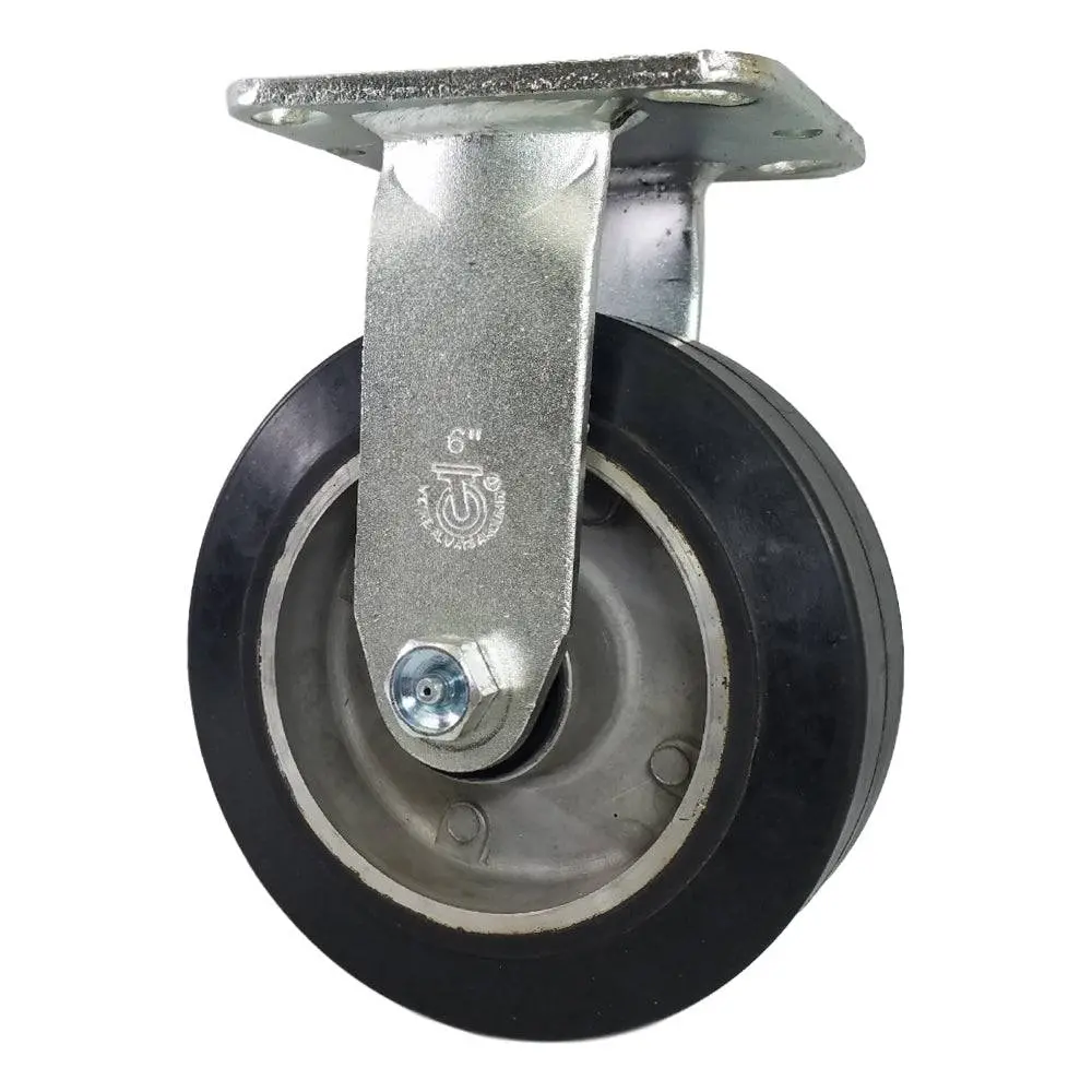 6" X 2" Mold On Rubber Aluminum Wheel Rigid Caster - 550 Lbs. Capacity 1