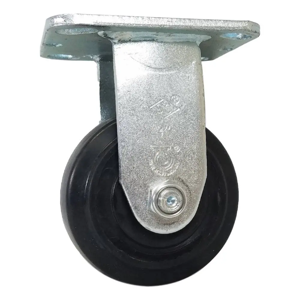 4" X 2" Rubber On Nylon Wheel Rigid Caster (Roller Bearing) - 400 Lbs. Cap. 1