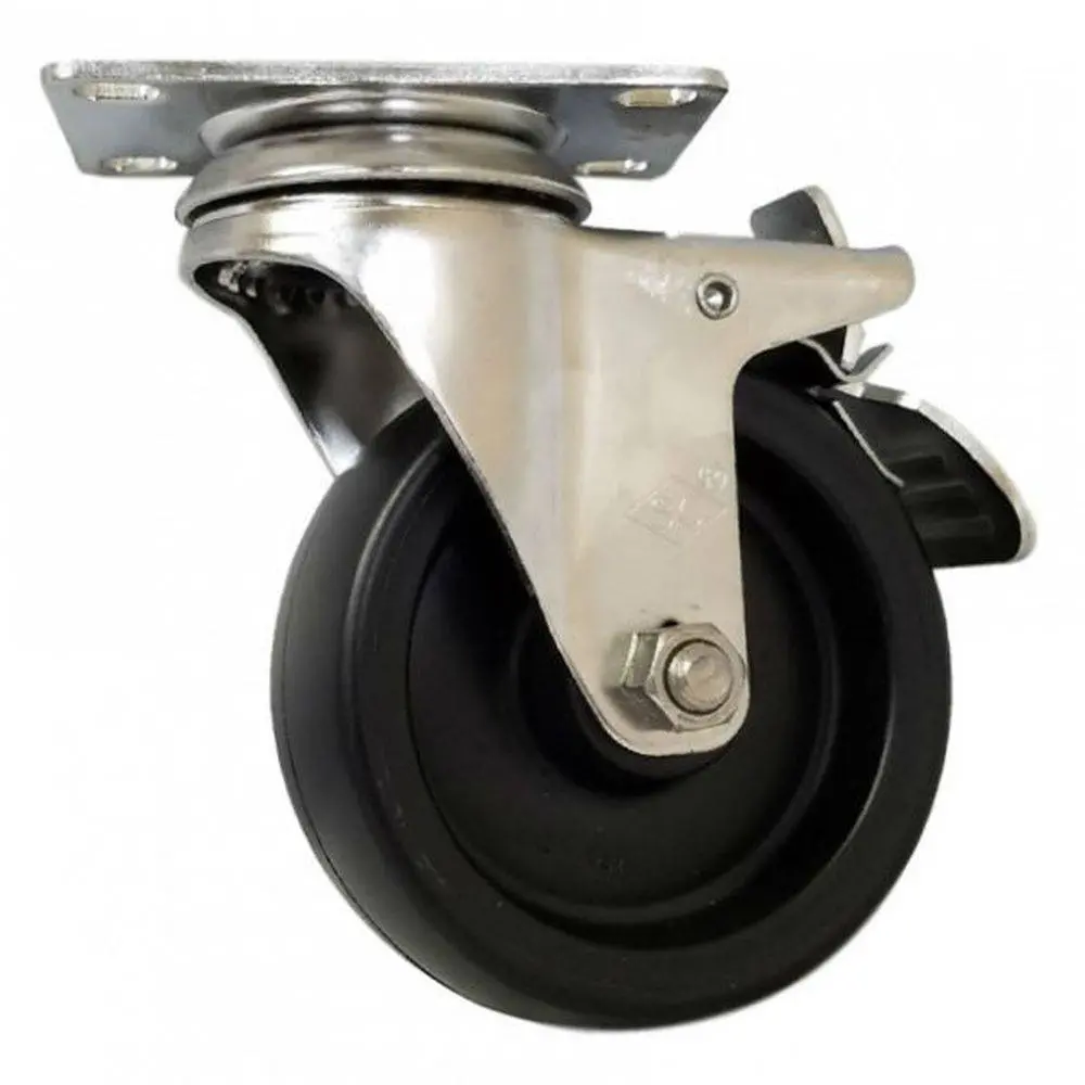 4" X 1-1/4" Polyolefin Wheel S.S. Swivel Caster, Total Lock Brake, 300# Cap 1