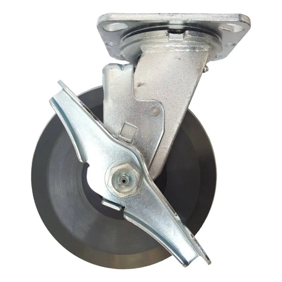 6" X 2" Ergolastomer Wheel Swivel Caster W/ Brake - 1250 Lbs. Capacity 1