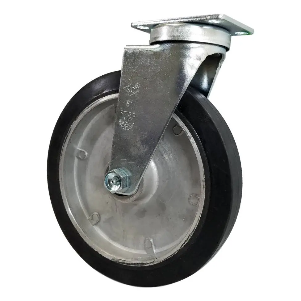 8" X 1-5/8" Mold-On Rubber Aluminum Wheel Swivel Caster - 400 Lbs. Capacity 1